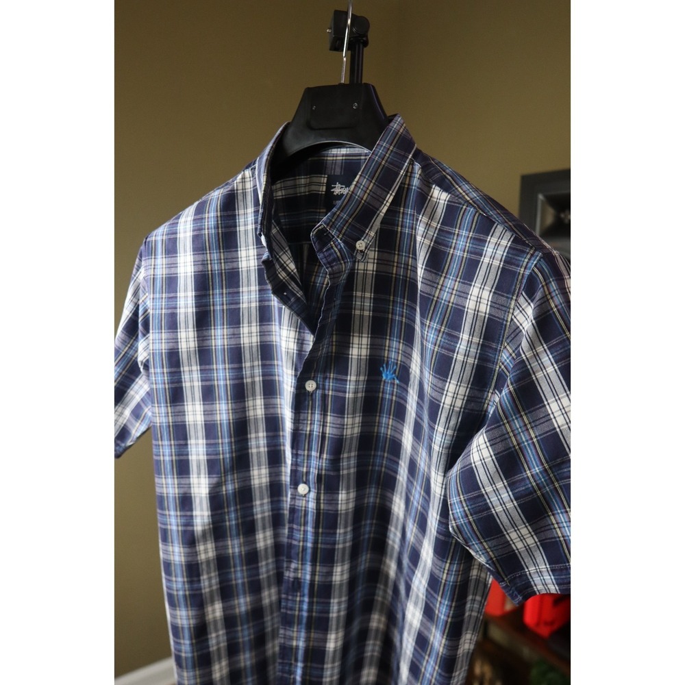 Vintage Stussy Shirt Mens XLarge Plaid With Stussy Crown 90s/00s - Picture 4 of 11